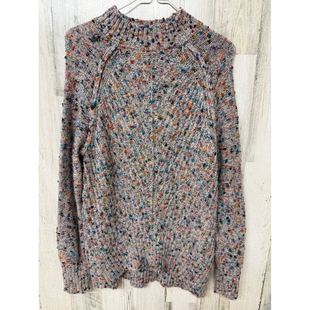 Womens M Flecked Confetti Knit Mock Neck Sweater Thick Speckled Textured - Picture 14 of 16